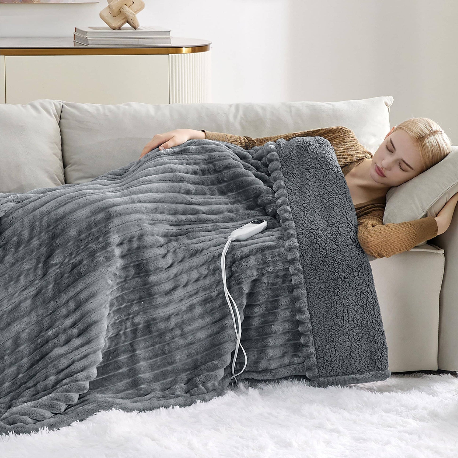 GentleSoft™ Striped Flannel Heated Blanket