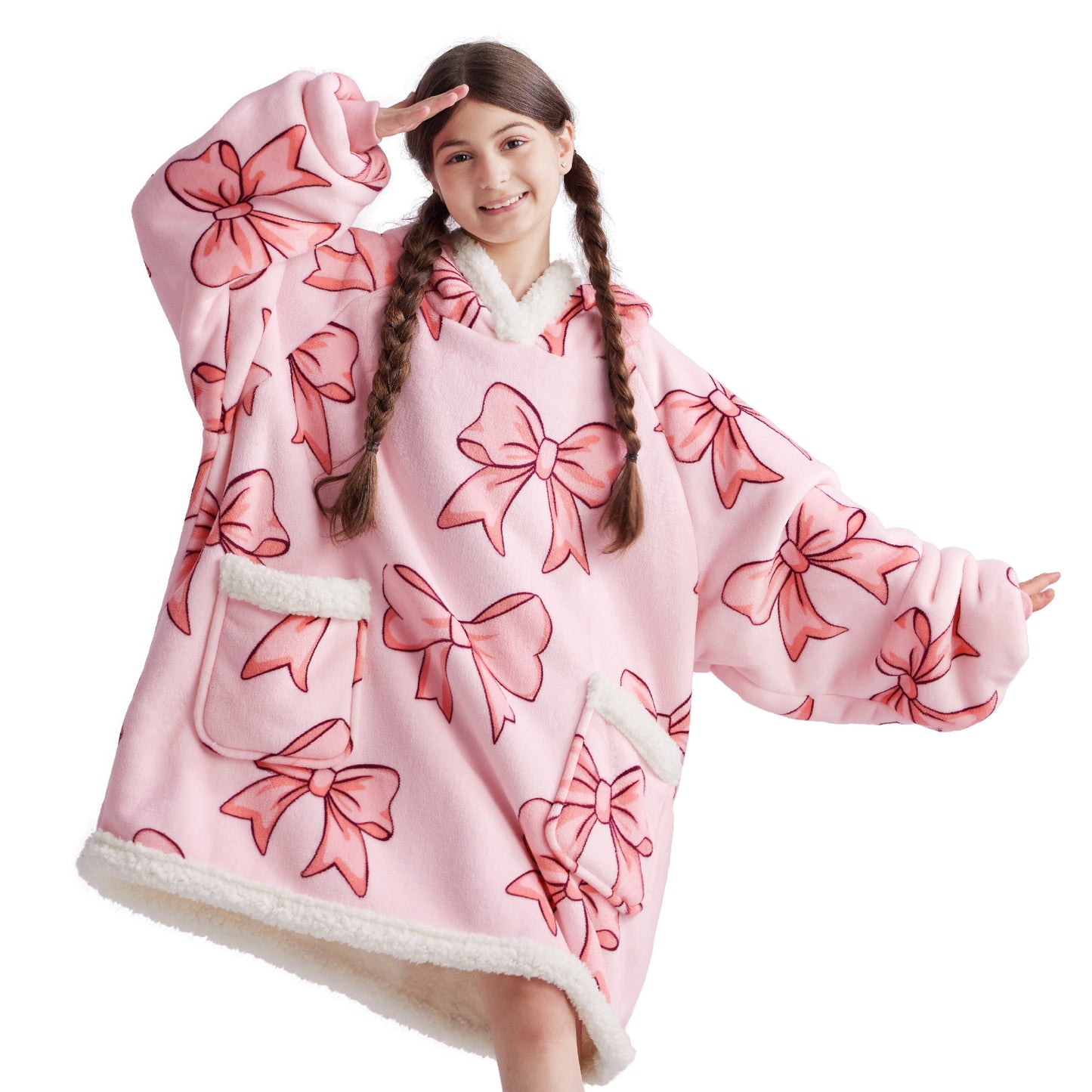 GentleSoft® Sherpa Fleece Printed Short Wearable Blanket Hoodie