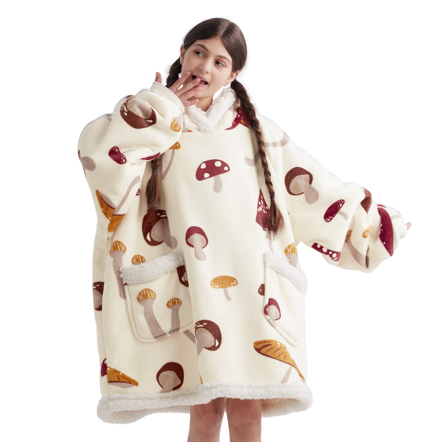 GentleSoft® Sherpa Fleece Printed Short Wearable Blanket Hoodie