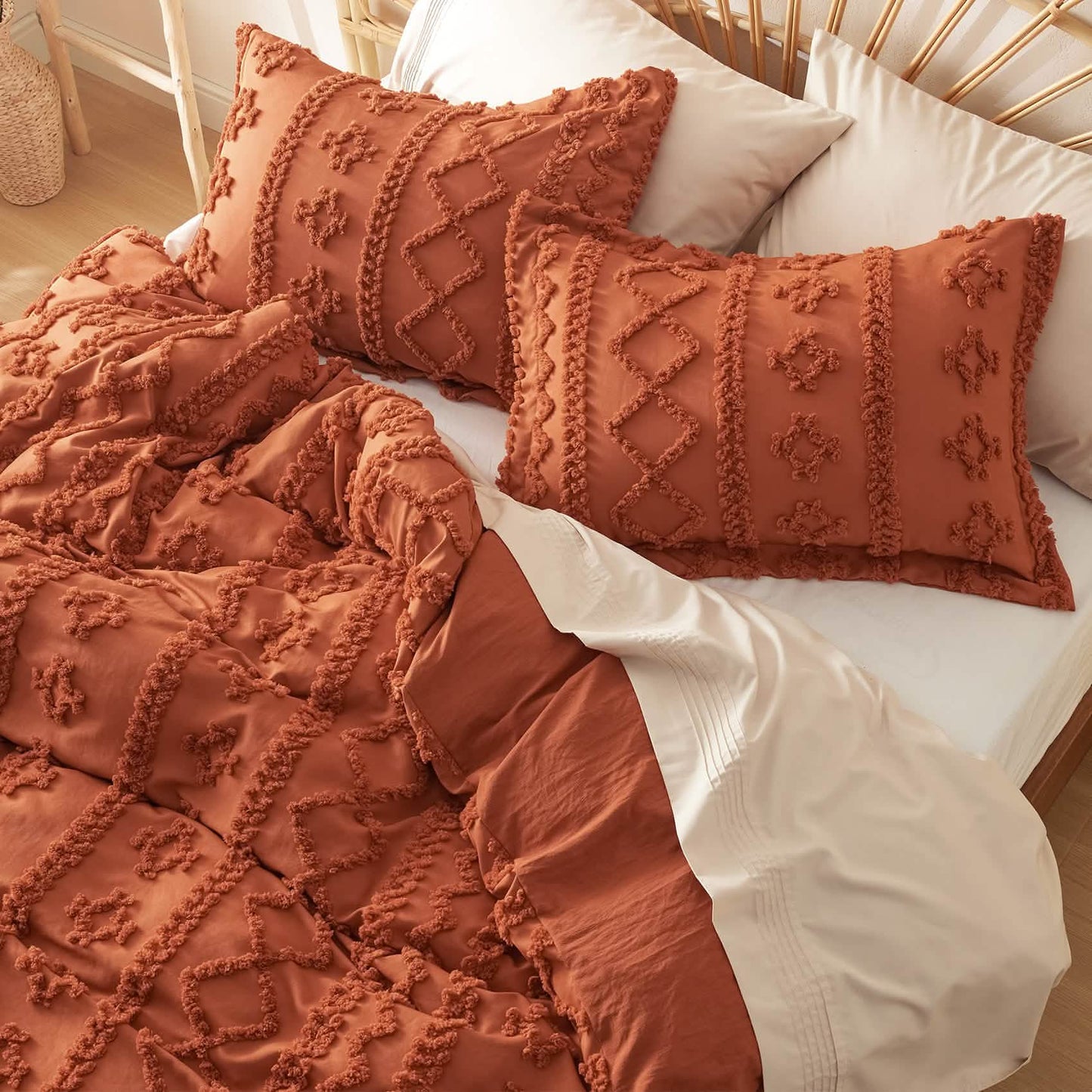 GentleSoft™ Boho Tufted Embroidery Duvet Cover Set
