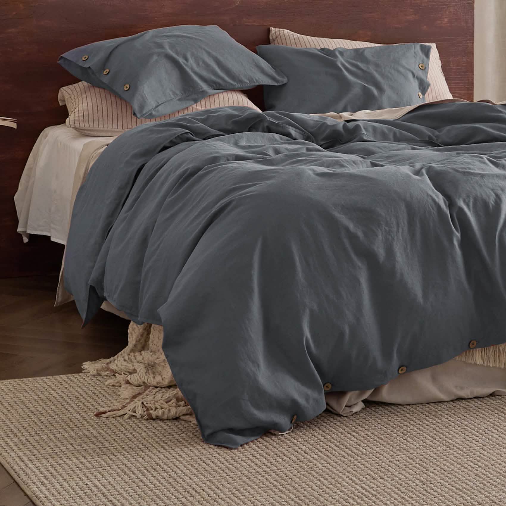 GentleSoft™ Cotton Linen Hybrid Duvet Cover Set