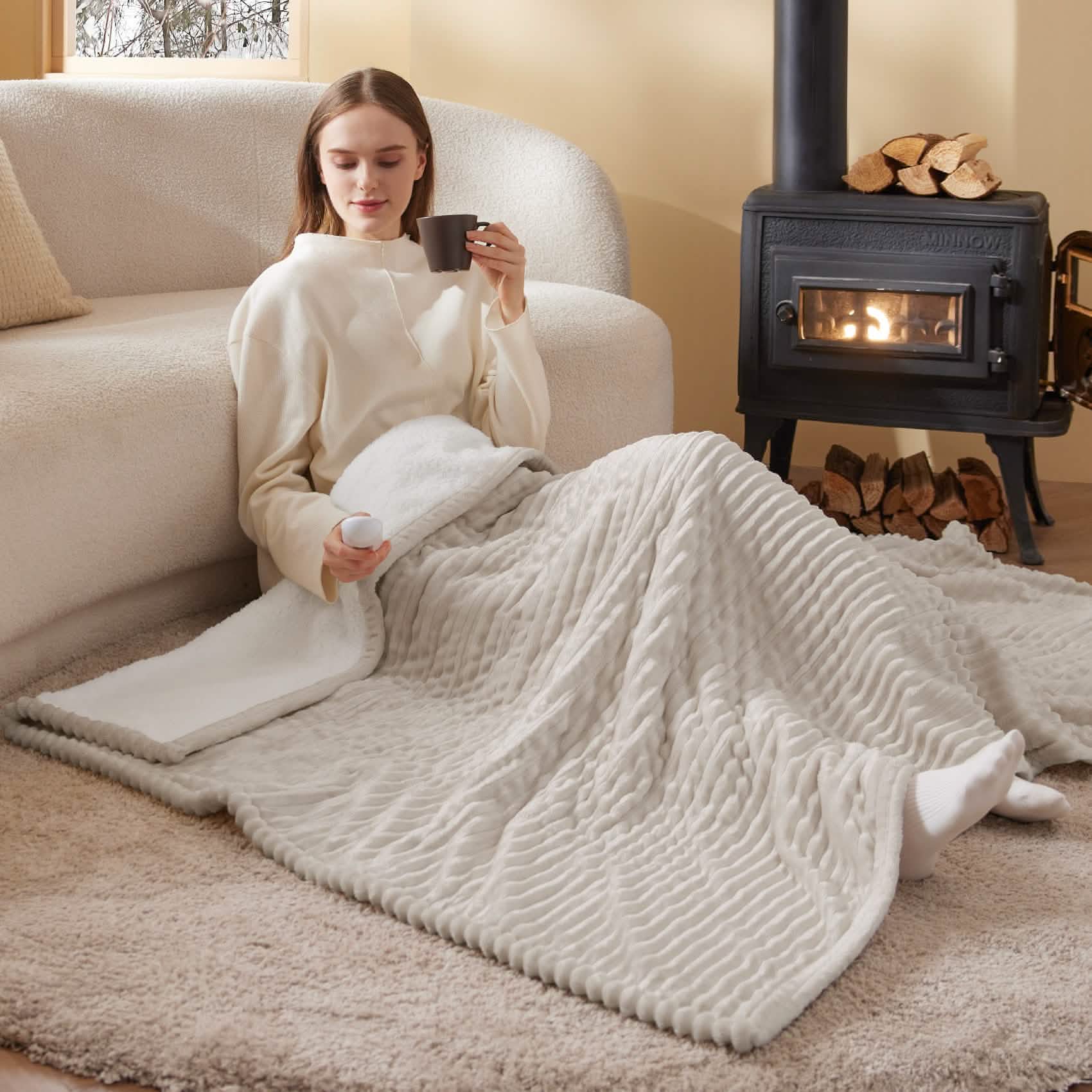 GentleSoft™ Ribbed Flannel Heated Blanket