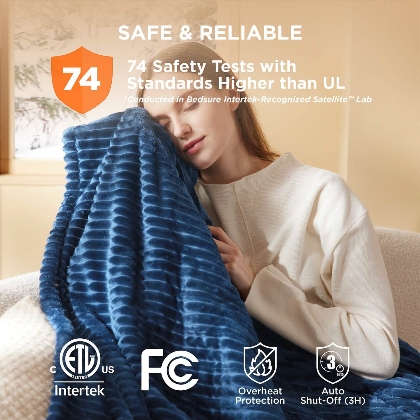 GentleSoft™ Ribbed Flannel Heated Blanket