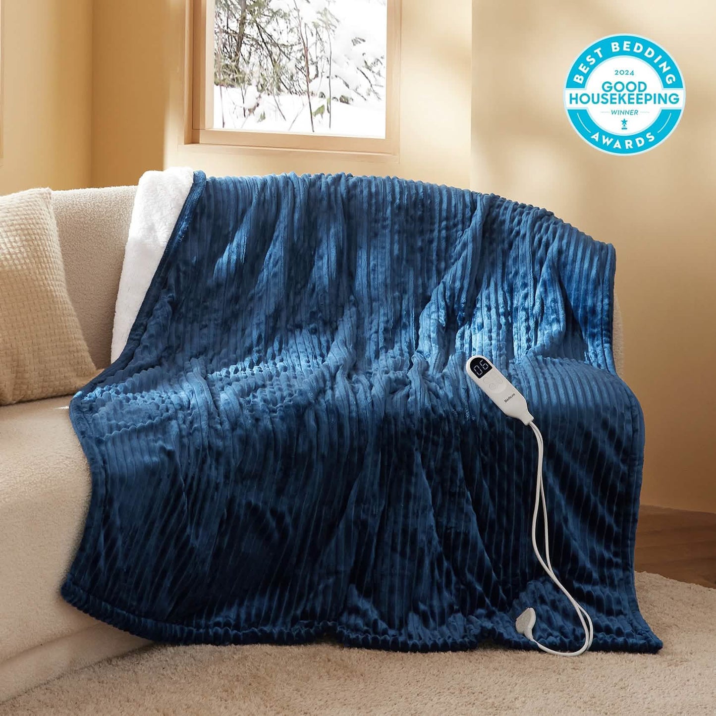 GentleSoft™ Ribbed Flannel Heated Blanket