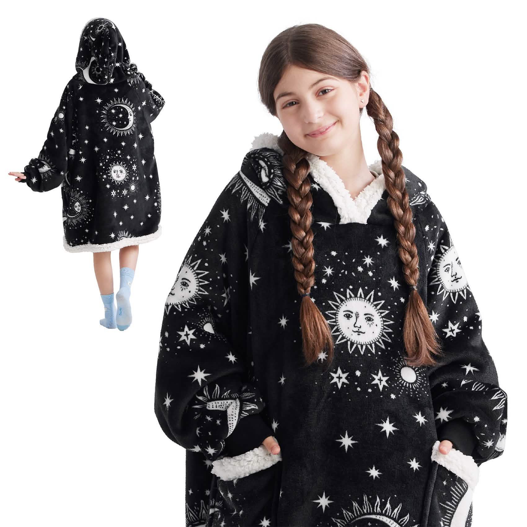 GentleSoft™ Sherpa Fleece Printed Short Wearable Blanket Hoodie Astrology