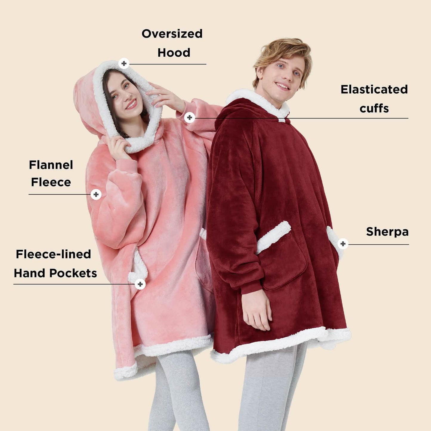 GentleSoft™ Sherpa Fleece Wearable Blanket
