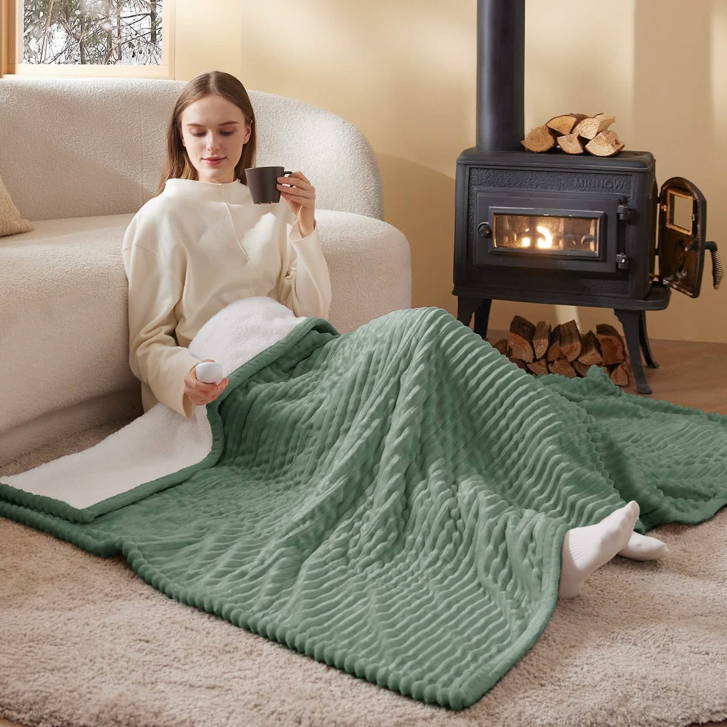 GentleSoft™ Ribbed Flannel Heated Blanket