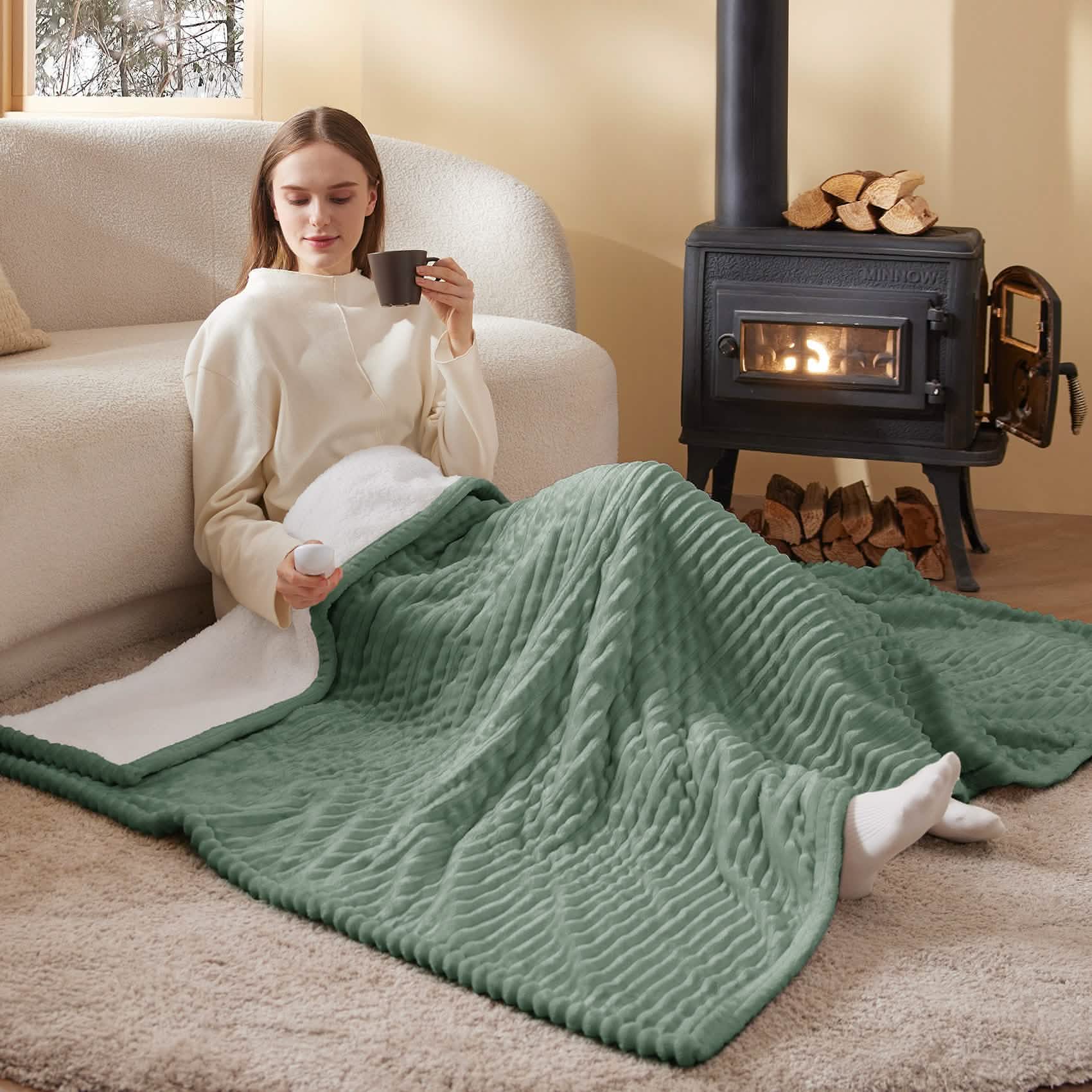 GentleSoft™ Ribbed Flannel Heated Blanket