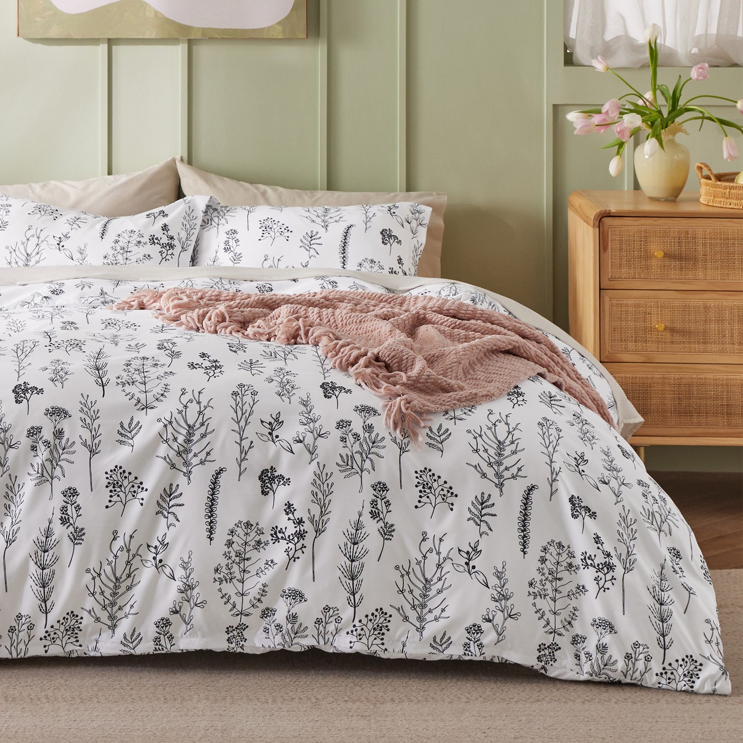 GentleSoft® Reversible Floral Print Duvet Cover Set