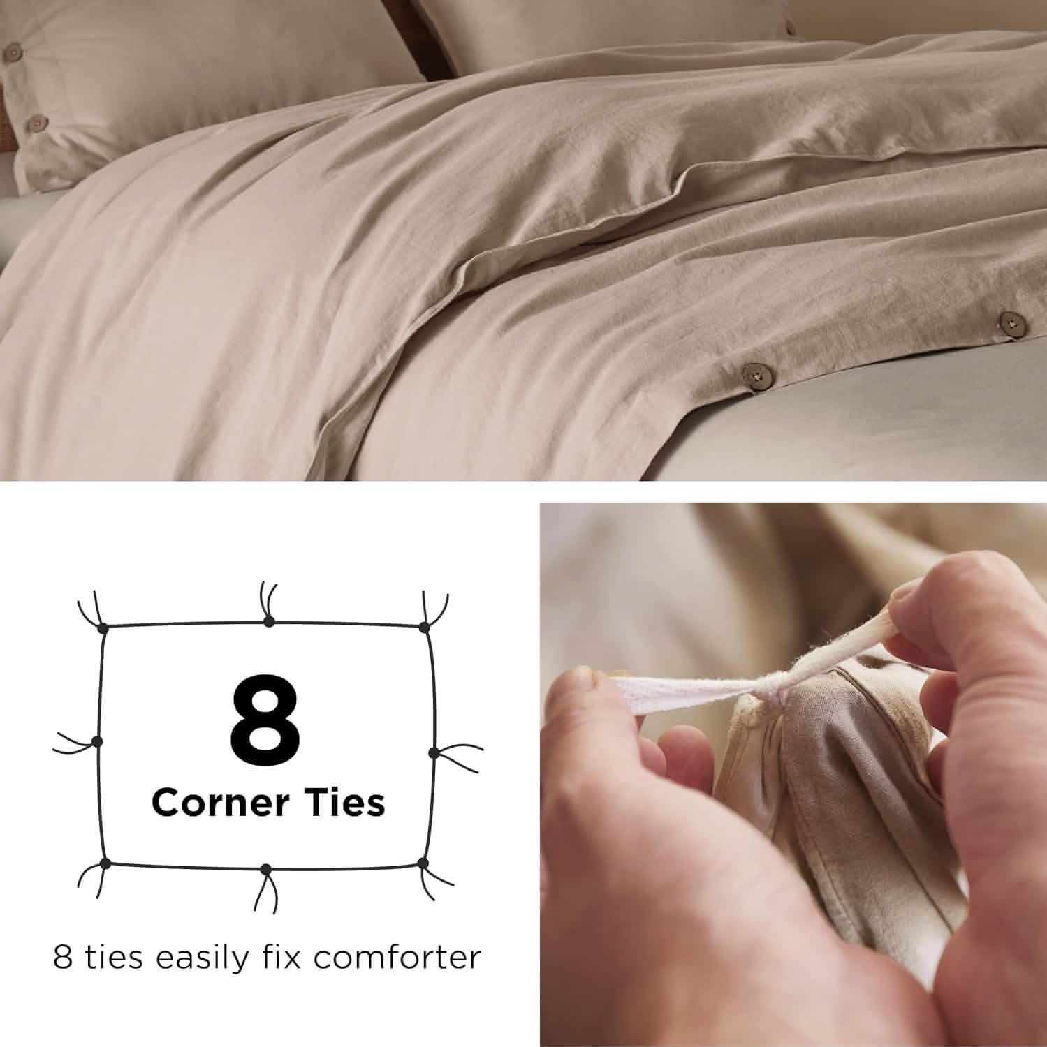 GentleSoft™ Cotton Linen Hybrid Duvet Cover Set