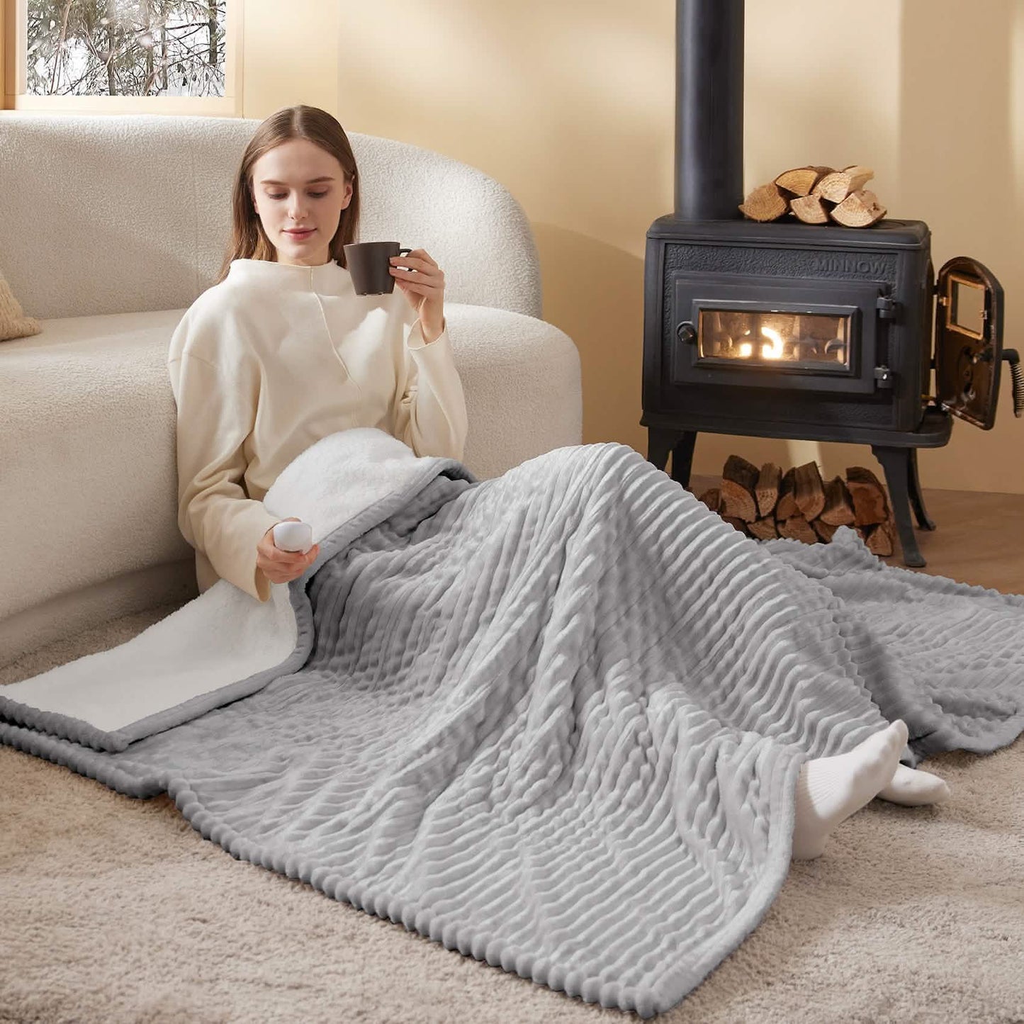 GentleSoft™ Ribbed Flannel Heated Blanket