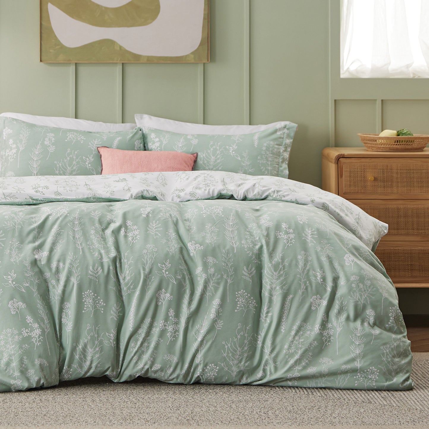 GentleSoft® Reversible Floral Print Duvet Cover Set