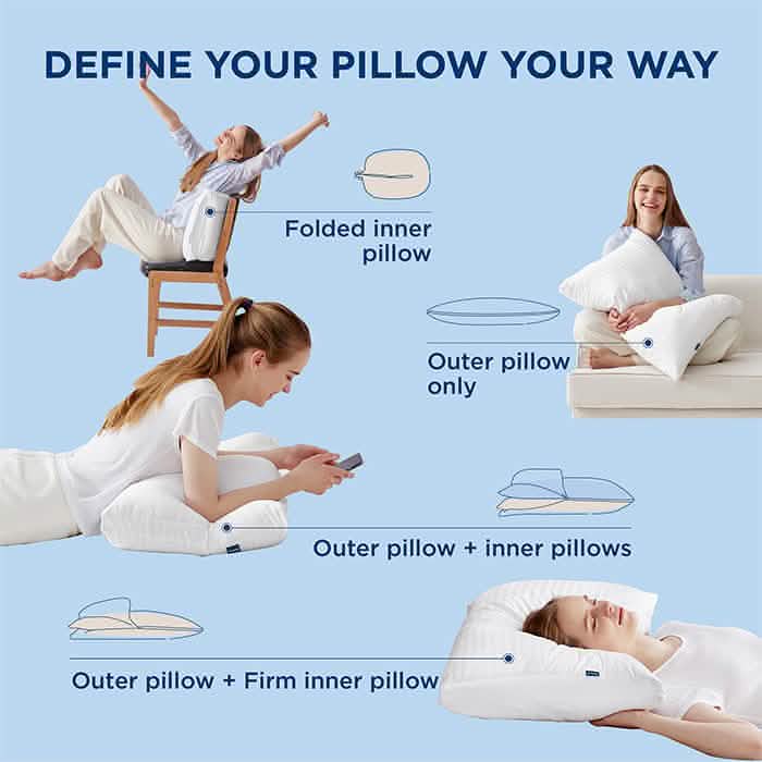 GentleSoft™ Adjustable Layer Loft Cotton Cover Pillows 2pk