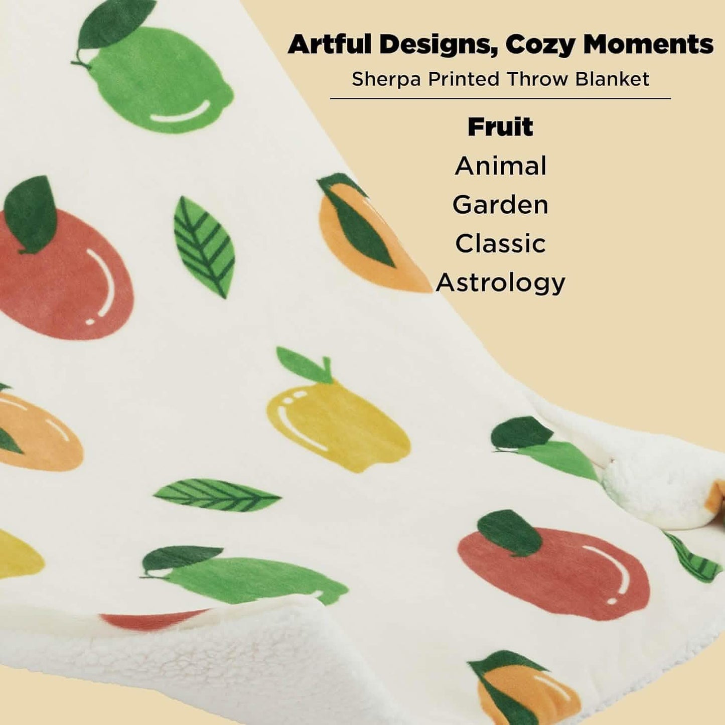 GentleSoft™ Printed Throw Sherpa Blanket citrus