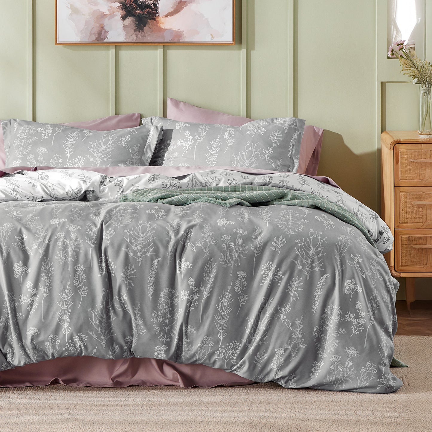 GentleSoft® Reversible Floral Print Duvet Cover Set