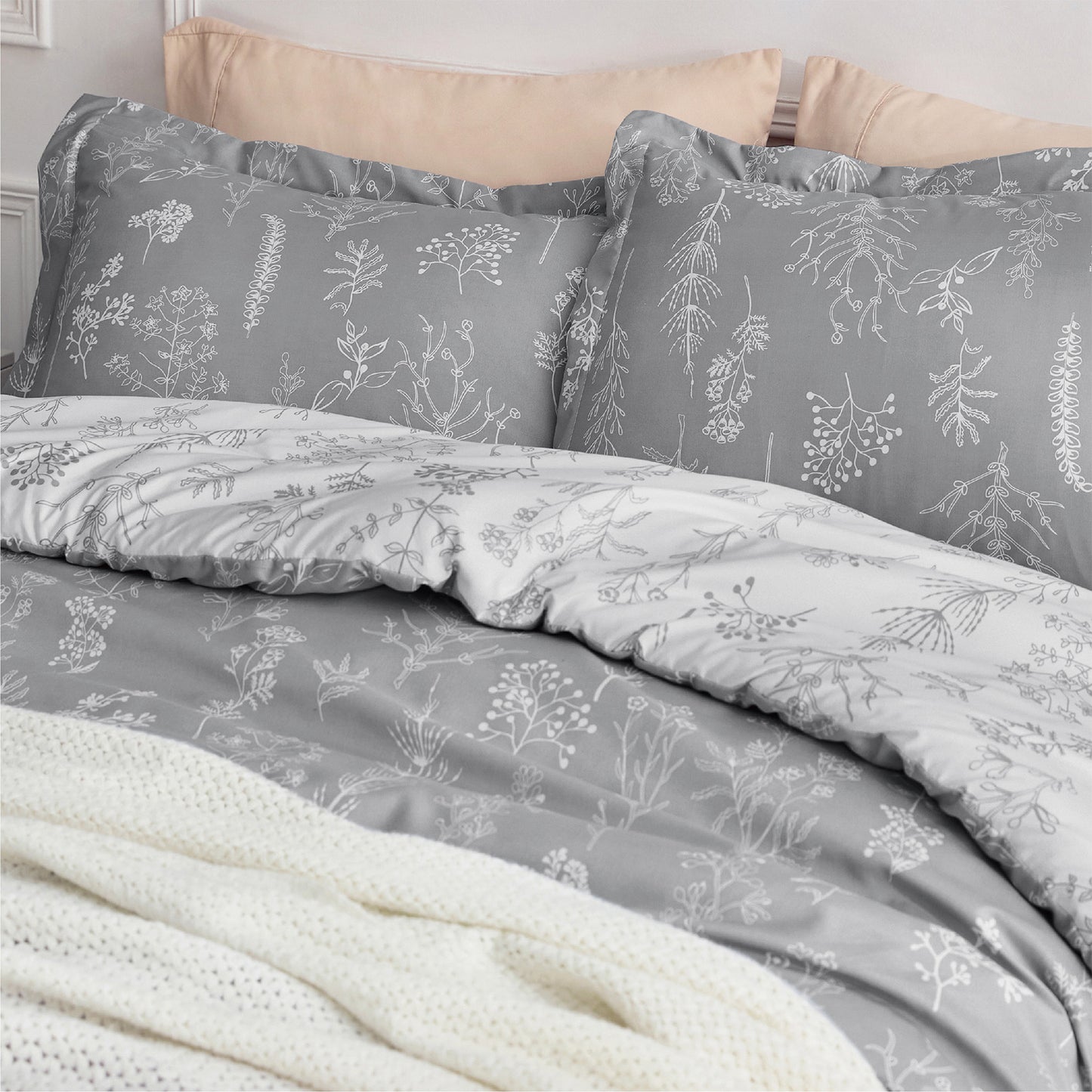 GentleSoft® Reversible Floral Print Duvet Cover Set