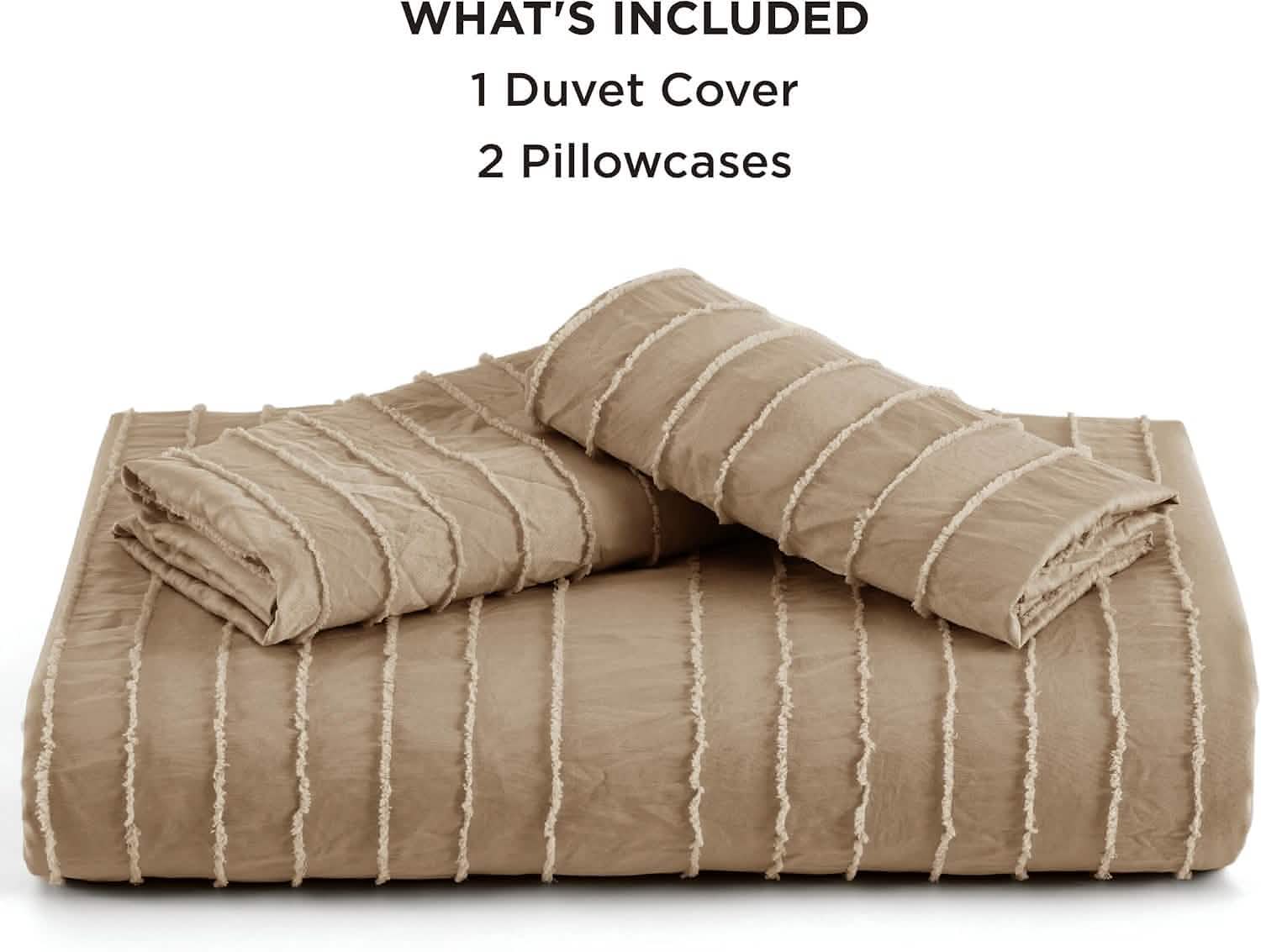 GentleSoft™ Striped Tufted Embroidery Duvet Cover Set