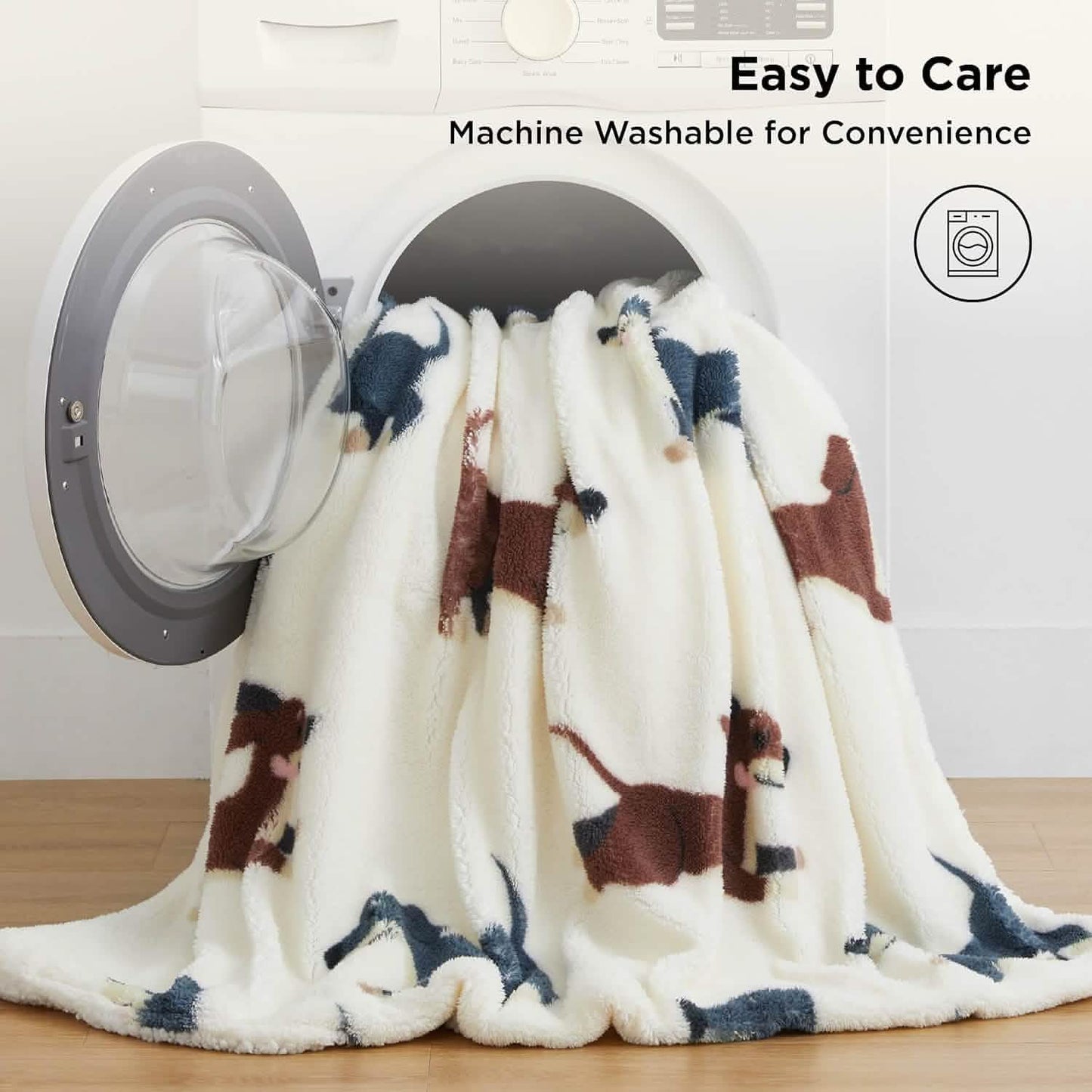 GentleSoft™ Printed Throw Sherpa Blanket Print-dachshund