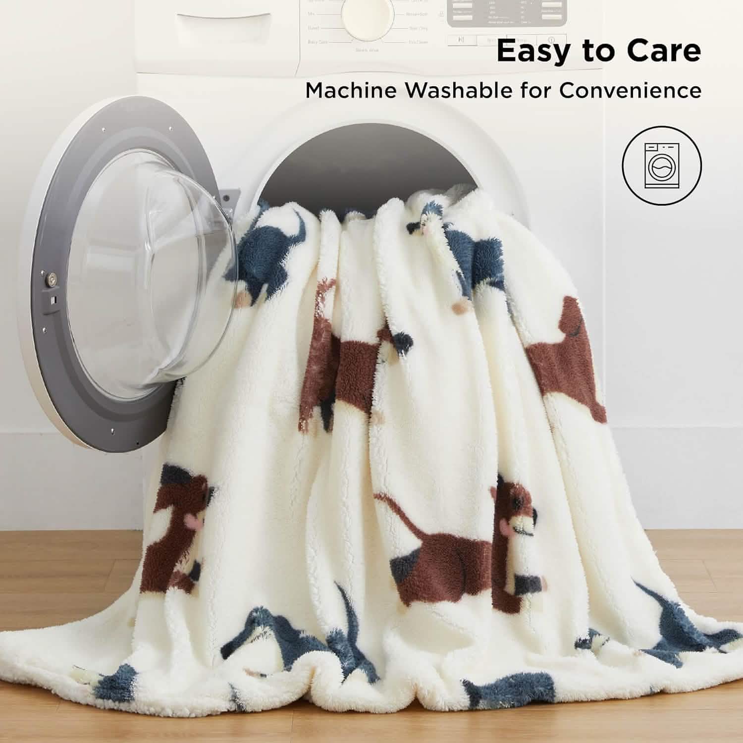 GentleSoft™ Printed Throw Sherpa Blanket Print-dachshund