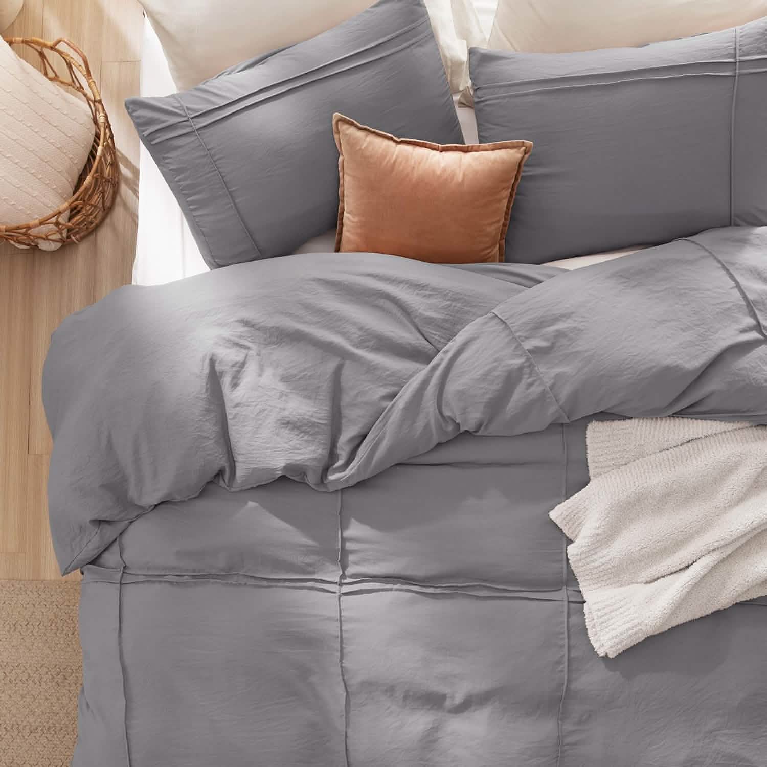 GentleSoft™ Striped Tufted Embroidery Duvet Cover Set