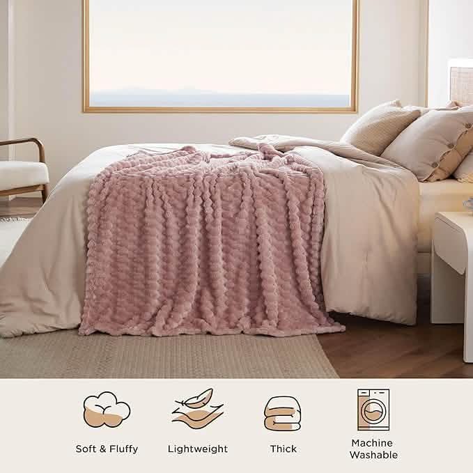GentleSoft™ Textured Bubble Flannel Fleece Blanket