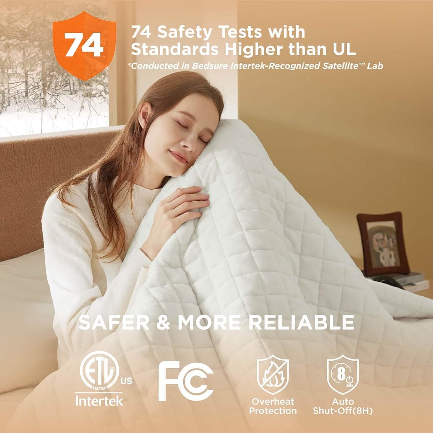 GentleSoft™ Quilted Sherpa Fleece Heated Blanket Grid