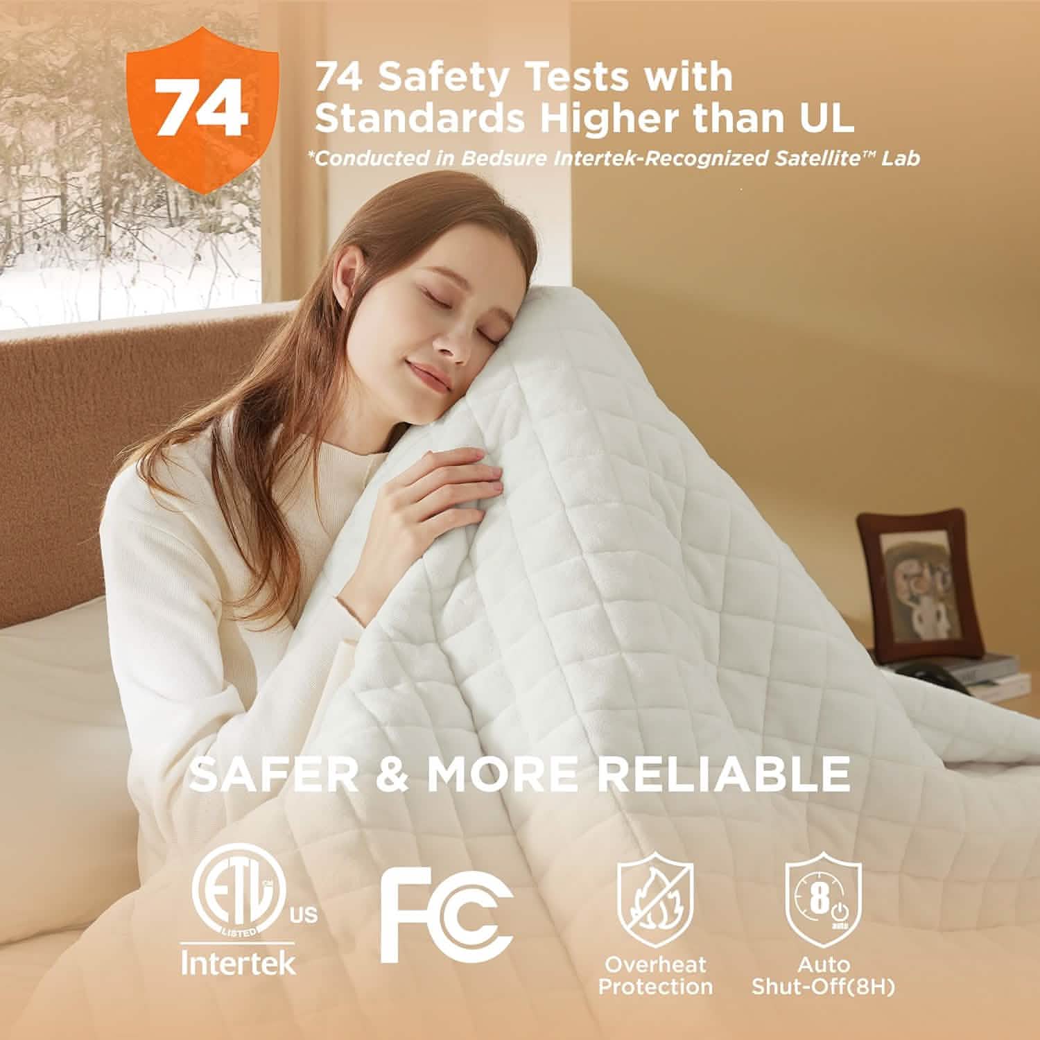 GentleSoft™ Quilted Sherpa Fleece Heated Blanket Grid