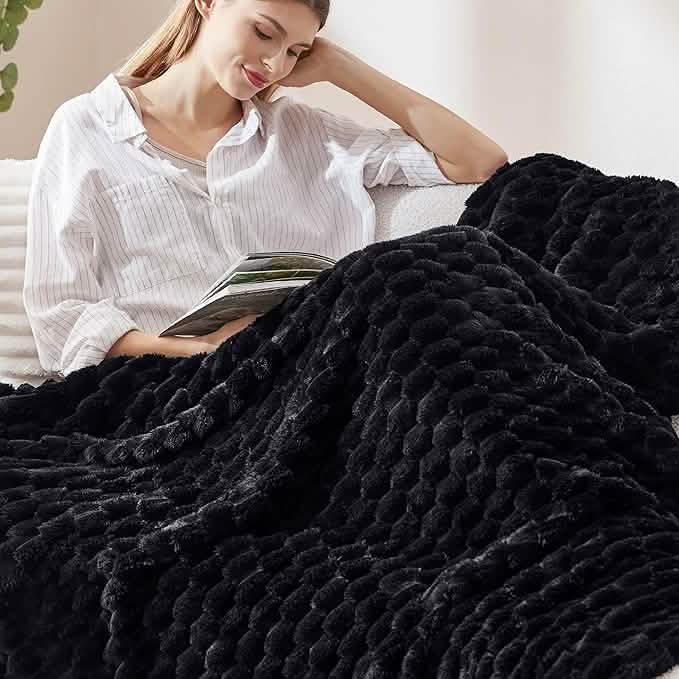 GentleSoft™ Textured Bubble Flannel Fleece Blanket