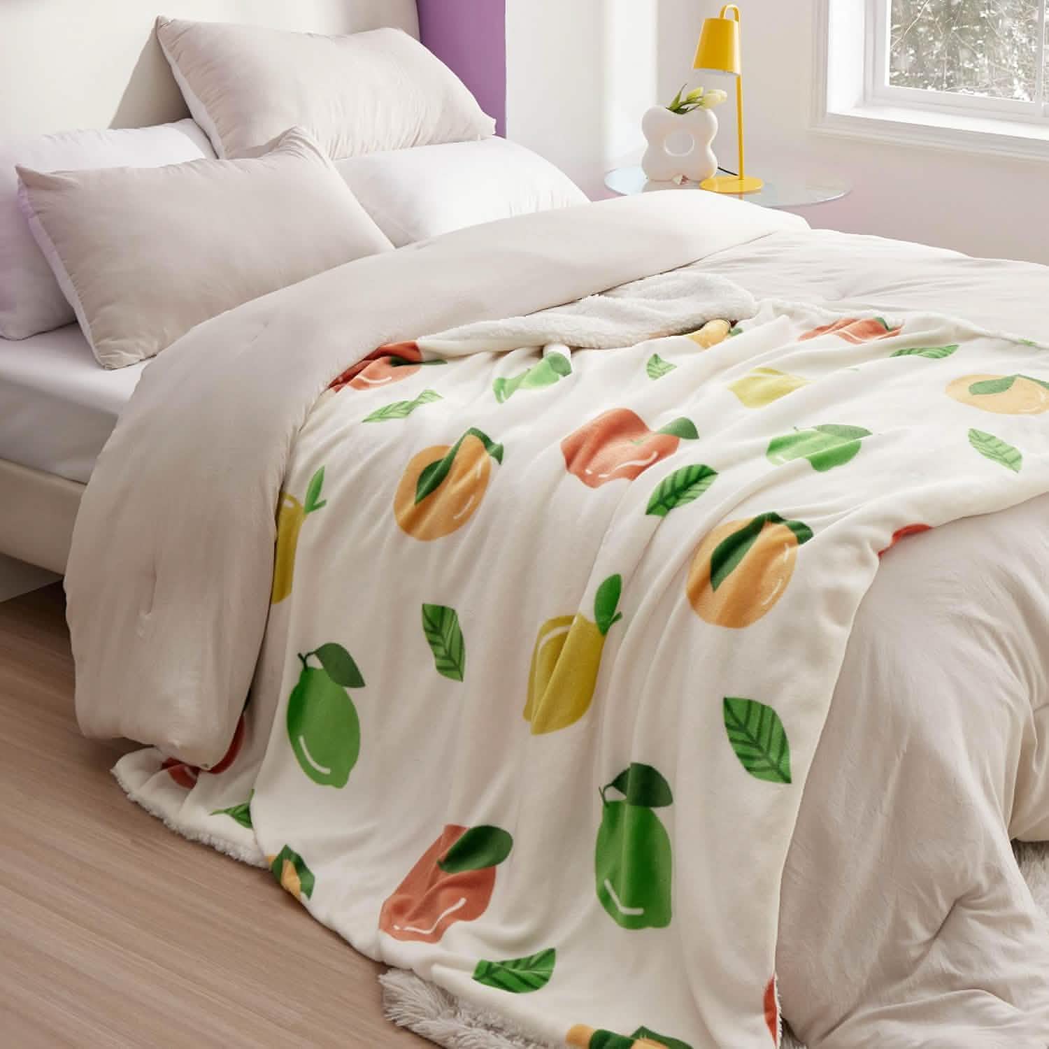 GentleSoft™ Printed Throw Sherpa Blanket citrus