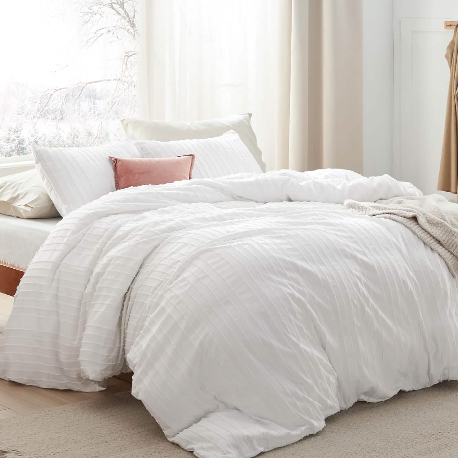 GentleSoft™ Striped Tufted Embroidery Duvet Cover Set