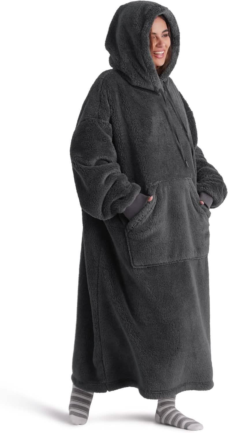 Oversized Hoodie Long Hooded Blanket Hooded Fleece Plush Full Body