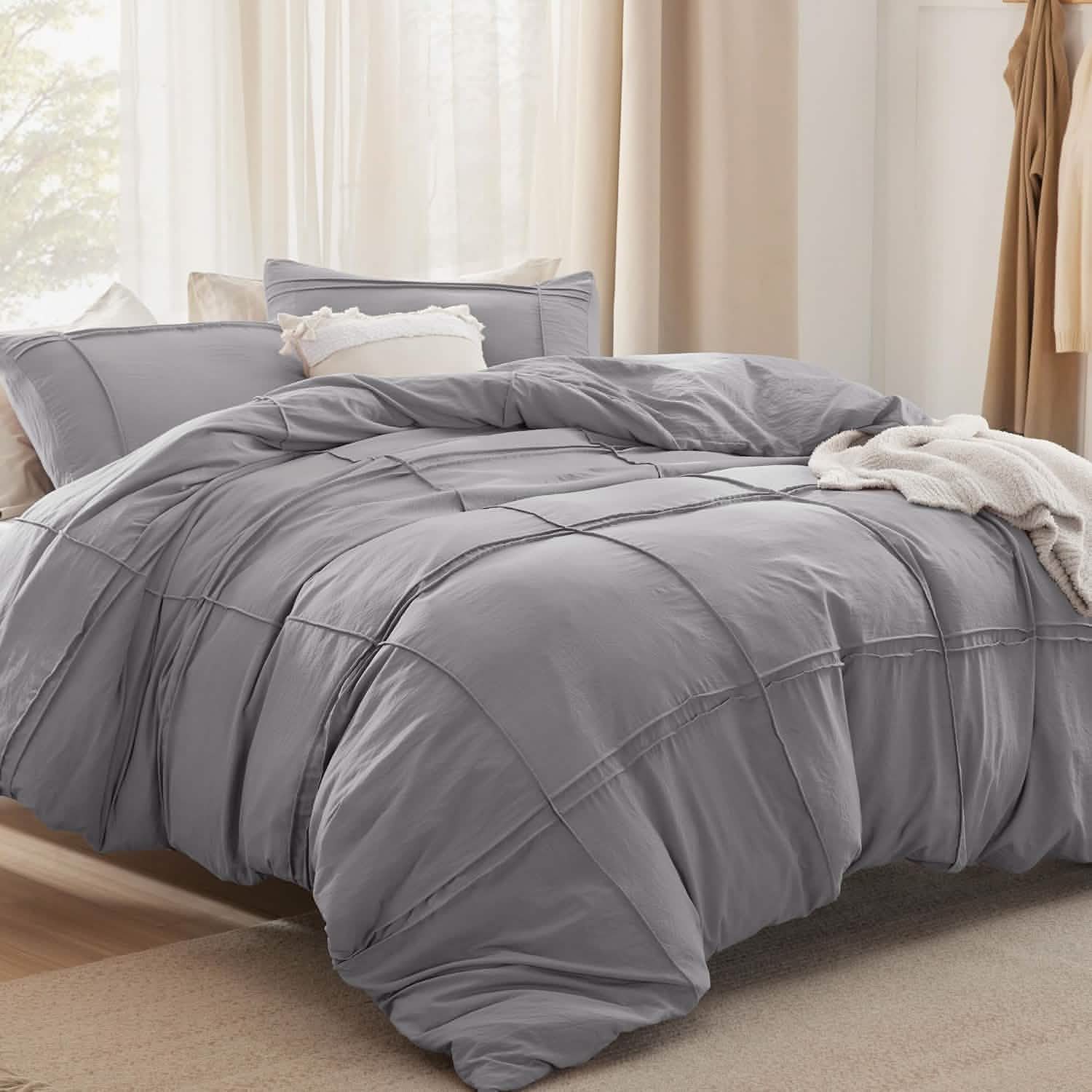 GentleSoft™ Striped Tufted Embroidery Duvet Cover Set