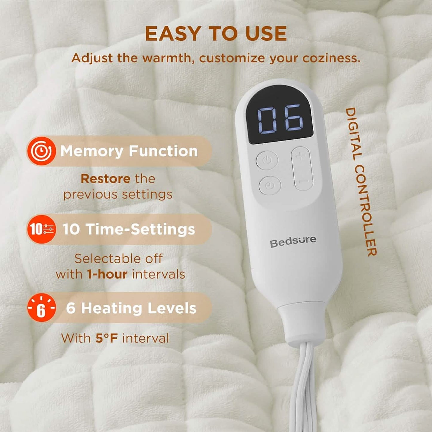 GentleSoft™ Quilted Sherpa Fleece Heated Blanket Grid