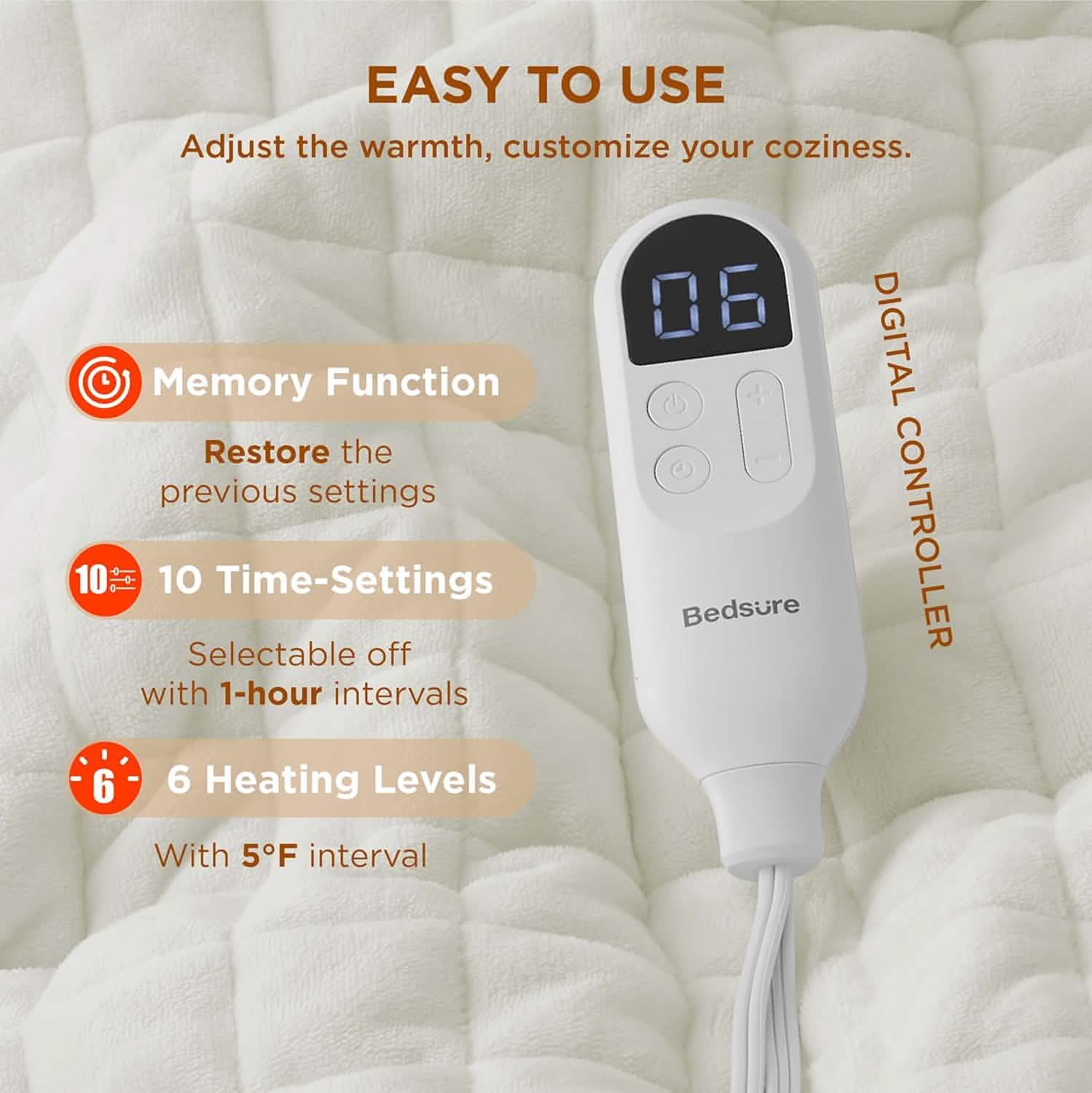 GentleSoft™ Quilted Sherpa Fleece Heated Blanket Grid