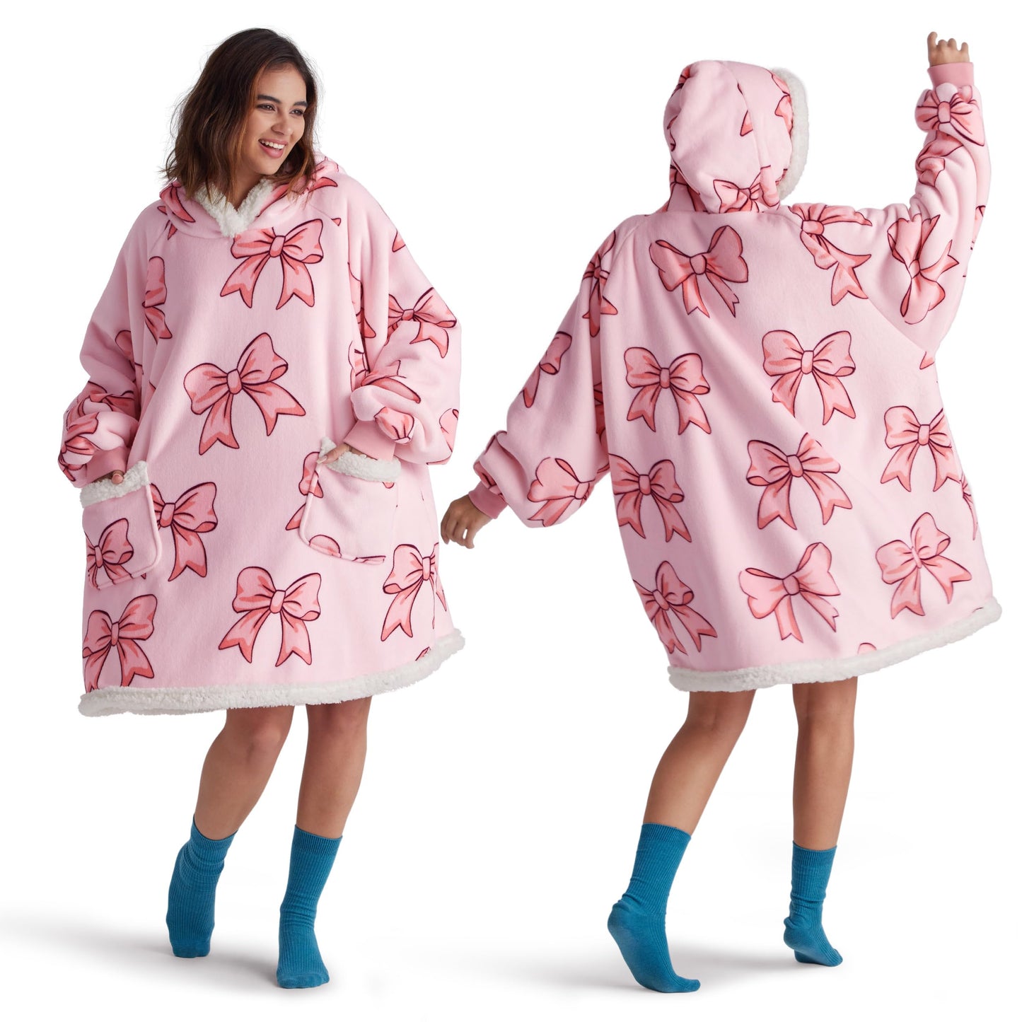 GentleSoft® Sherpa Fleece Printed Short Wearable Blanket Hoodie
