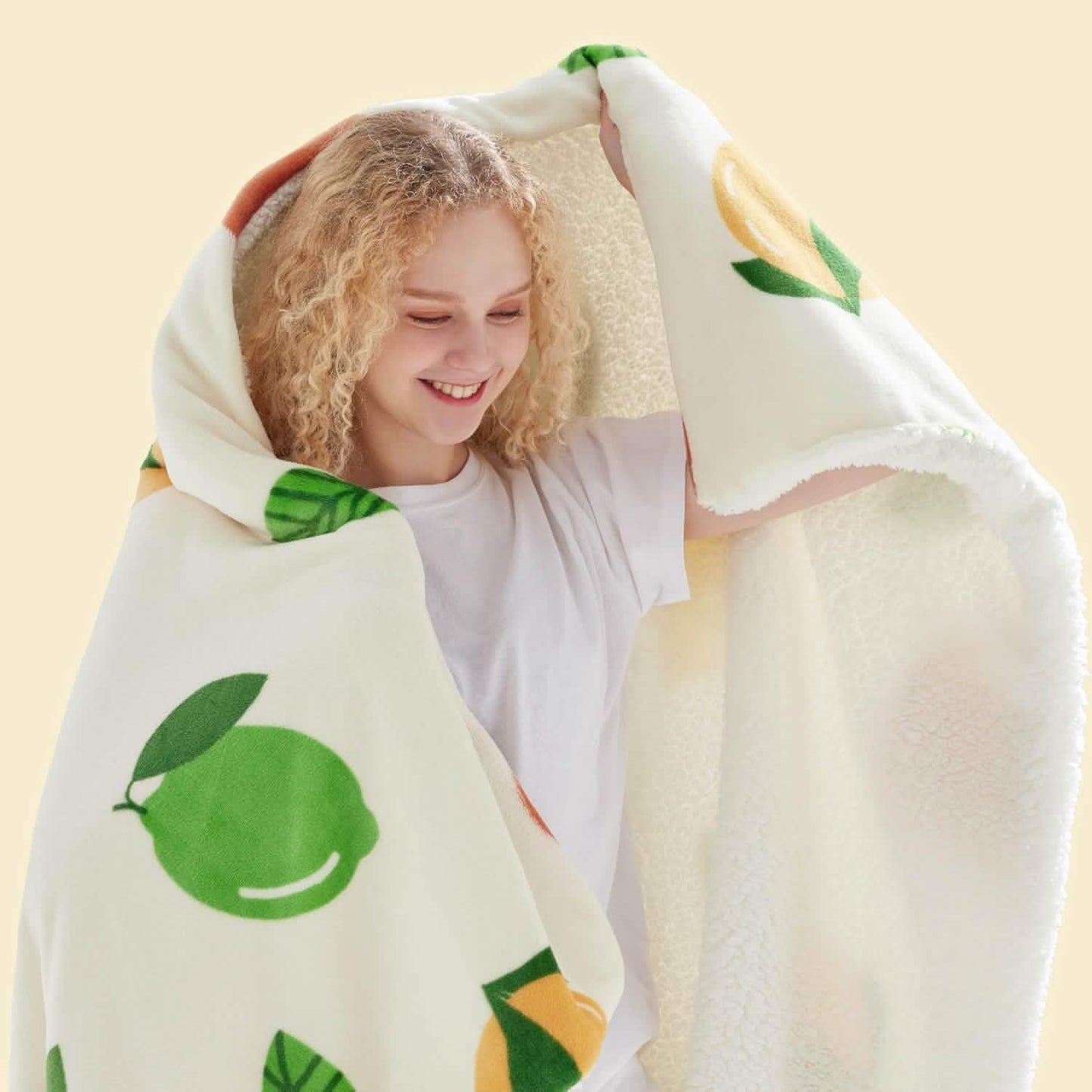 GentleSoft™ Printed Throw Sherpa Blanket citrus