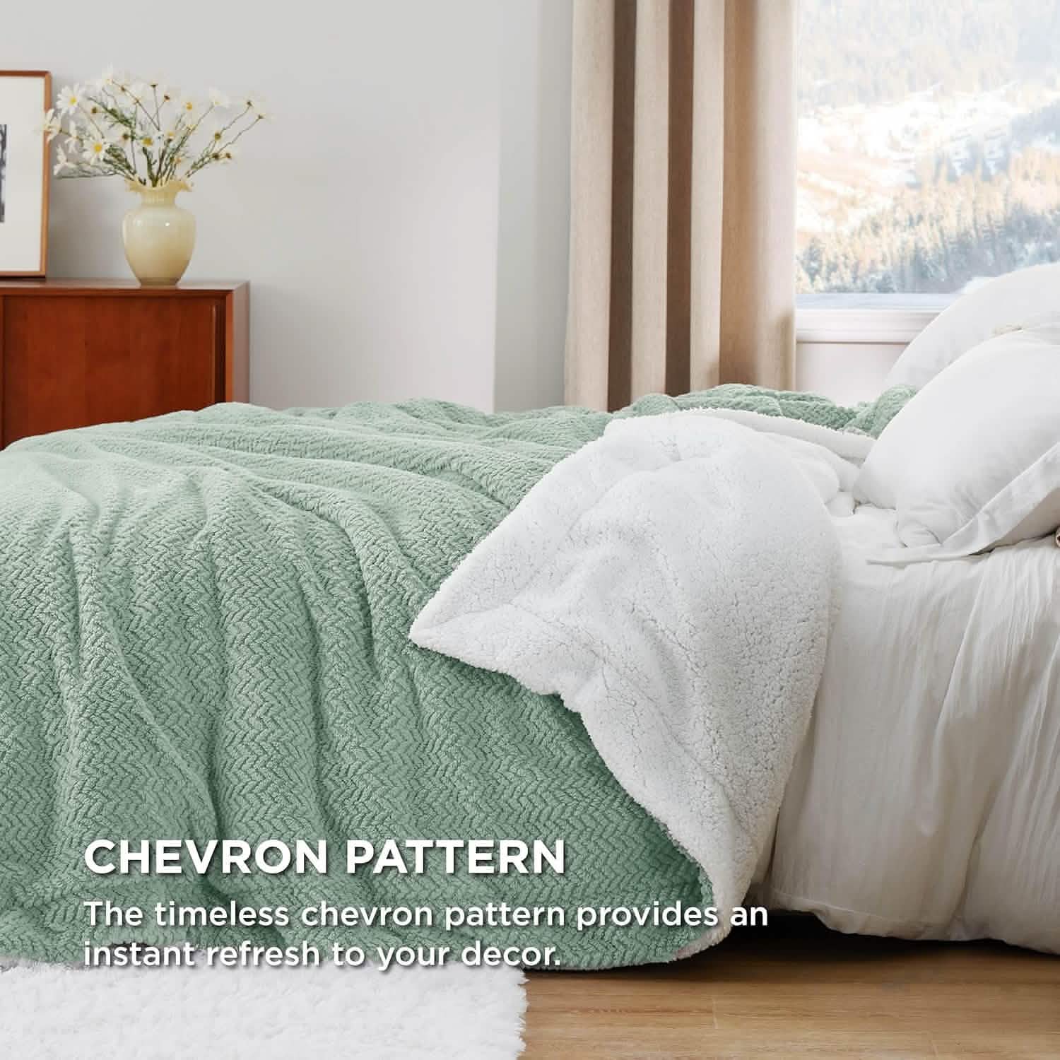 GentleSoft™ Chevron Sherpa Fleece Blanket