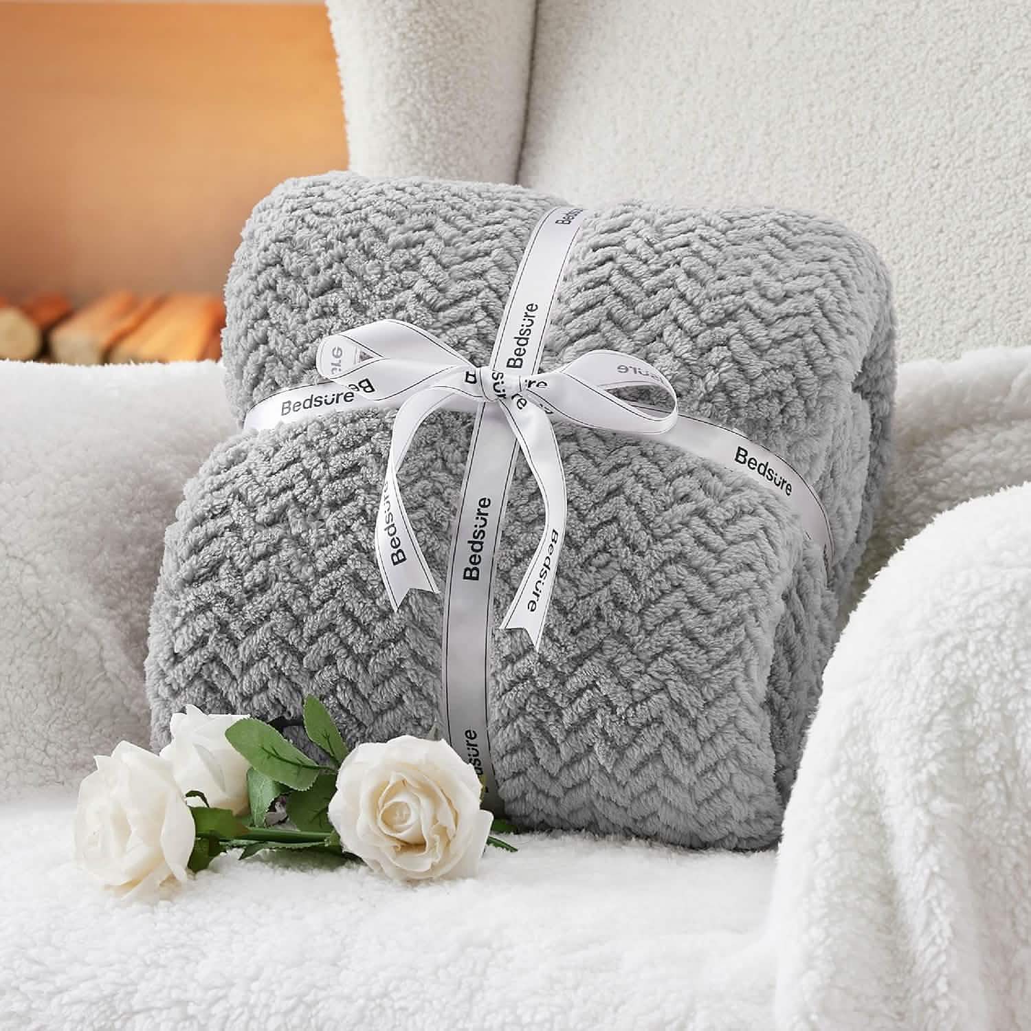 GentleSoft™ Chevron Sherpa Fleece Blanket