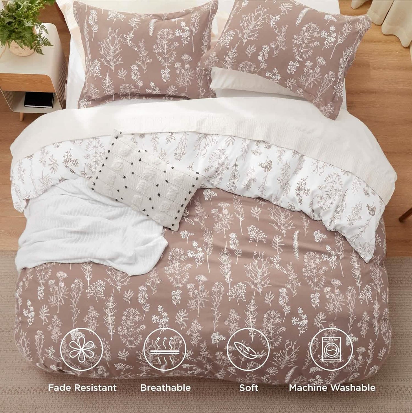 GentleSoft™ Reversible Floral Print Duvet Cover Set