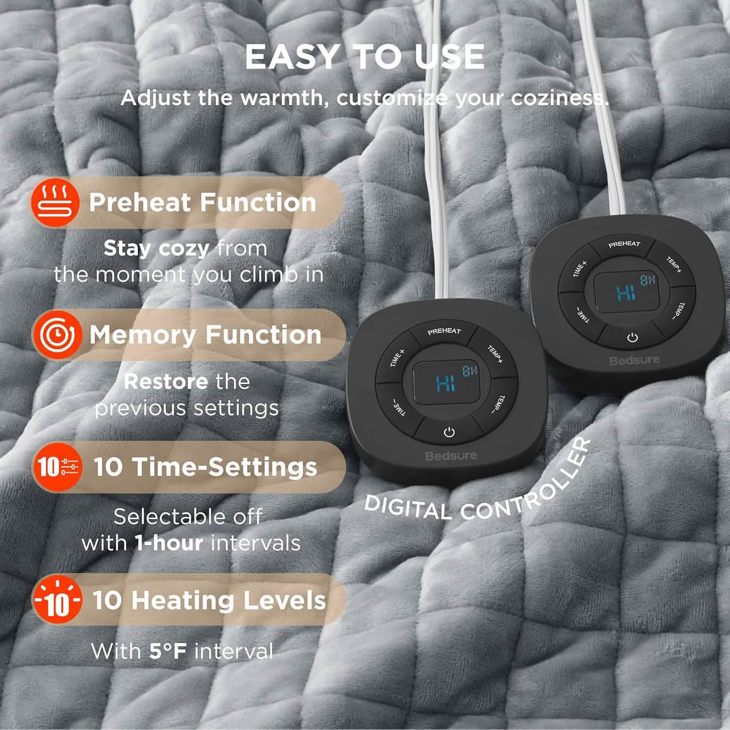GentleSoft™ Quilted Sherpa Fleece Heated Blanket Grid