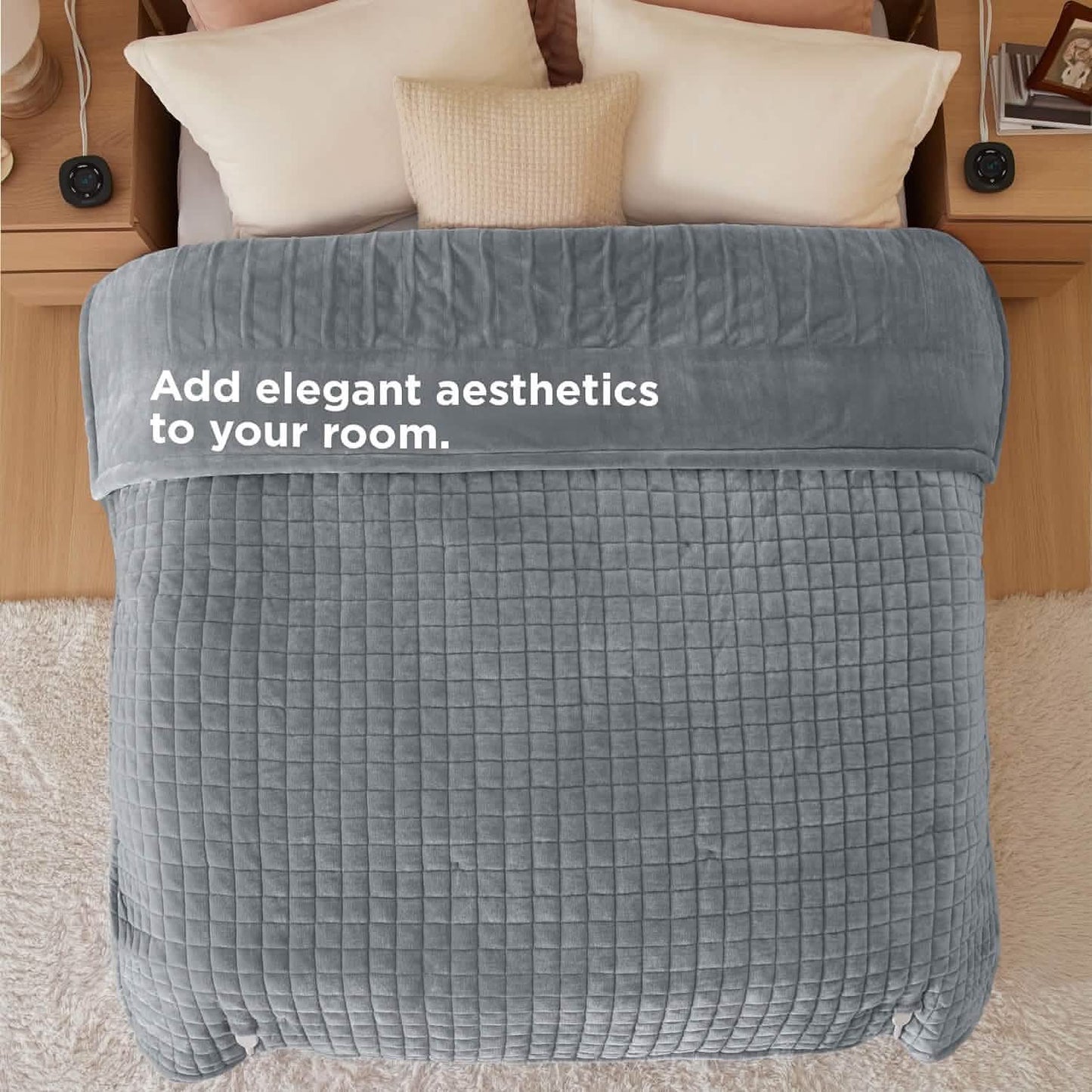 GentleSoft™ Quilted Sherpa Fleece Heated Blanket Grid