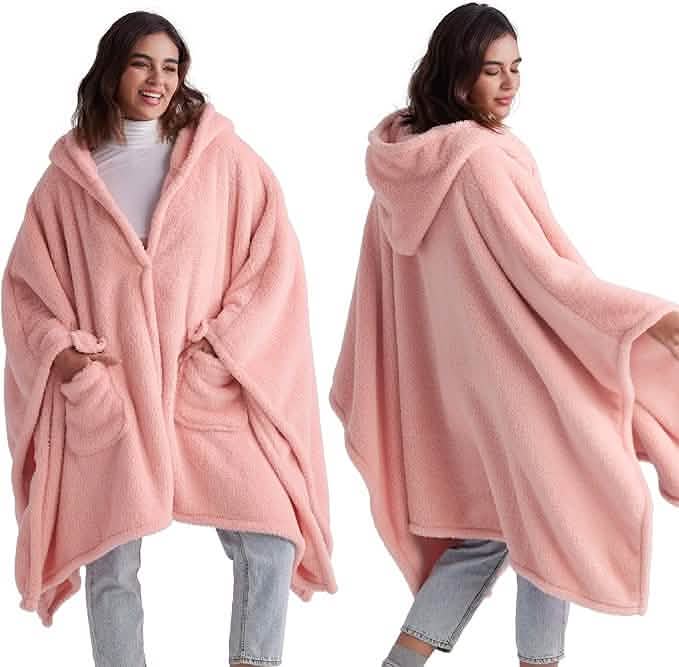 GentleSoft™ Short Shaggy Shepa Hooded Wearable Blanket With Pockets