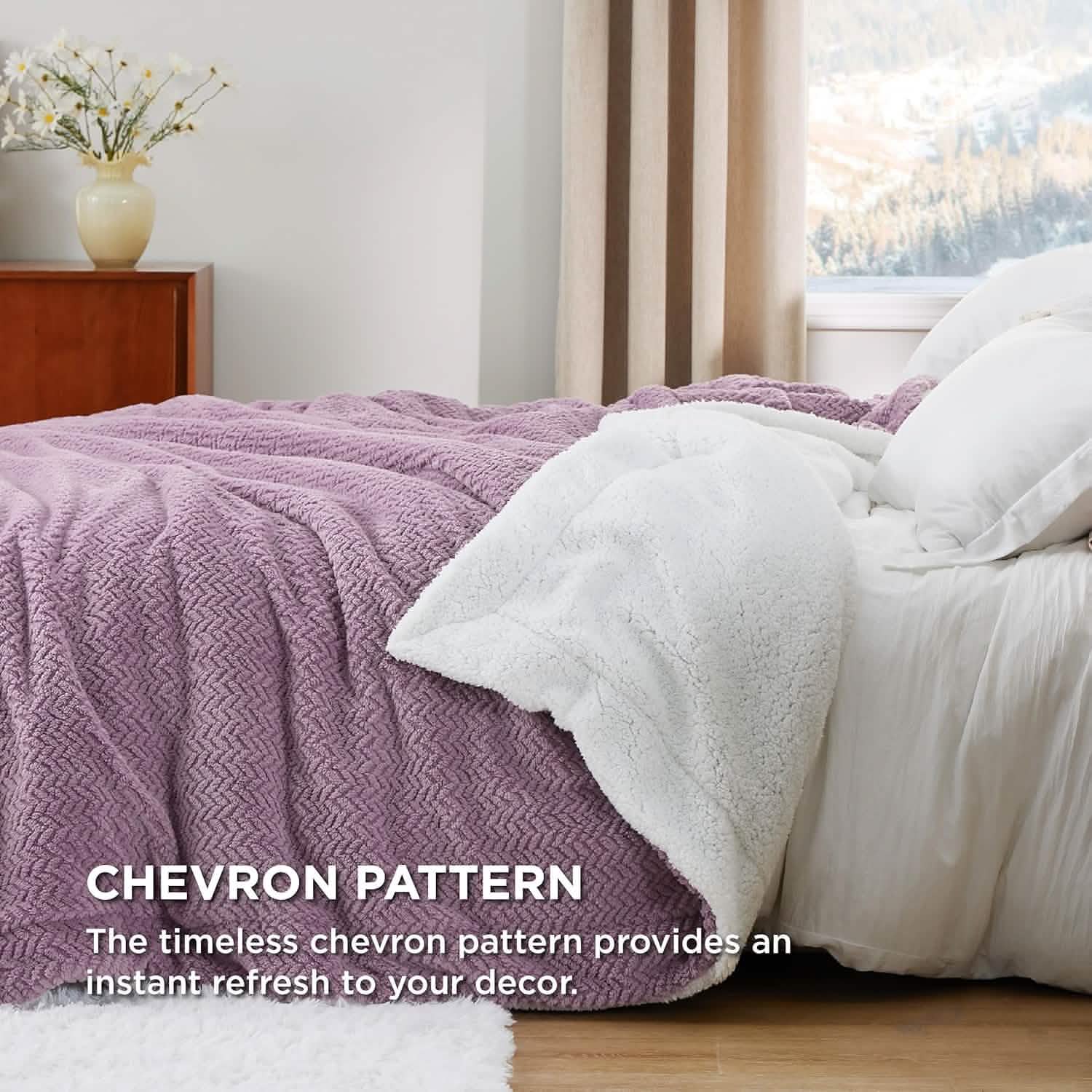 GentleSoft™ Chevron Sherpa Fleece Blanket