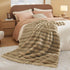 GentleSoft™ Fluffy Striped Faux Fur Blanket Beige