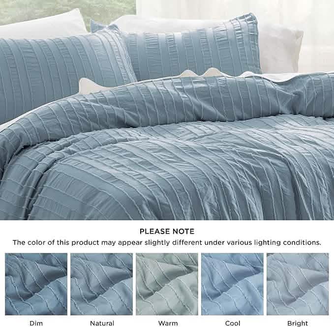 GentleSoft™ Striped Tufted Embroidery Duvet Cover Set