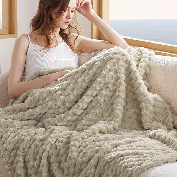 GentleSoft™ Textured Bubble Flannel Fleece Blanket