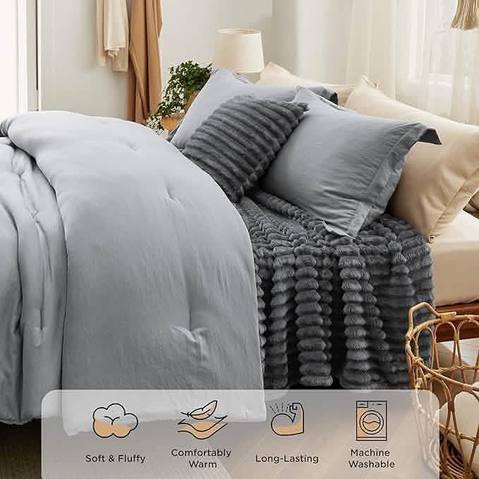 GentleSoft™ Checkered Comforter Set Striped