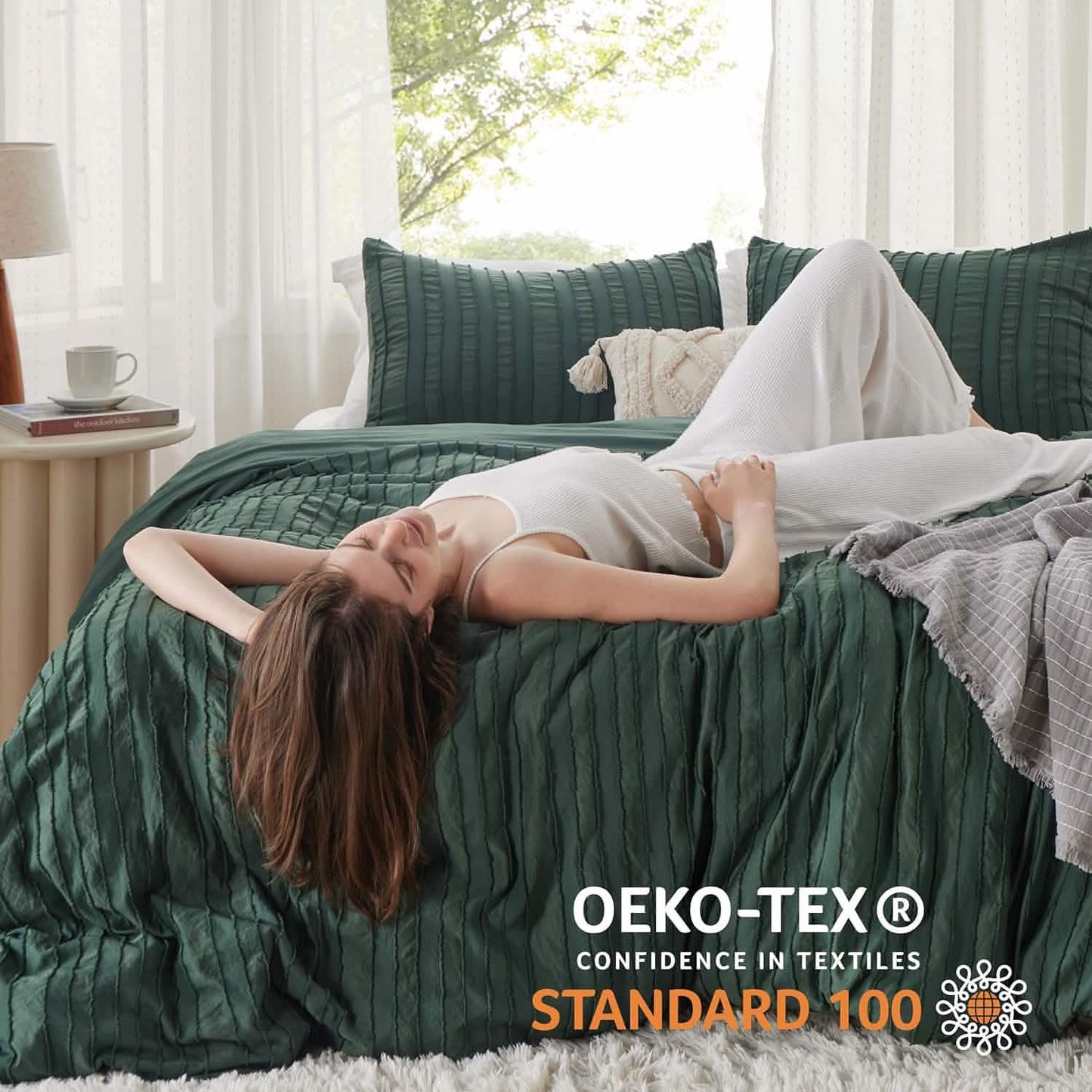 GentleSoft™ Striped Tufted Embroidery Duvet Cover Set