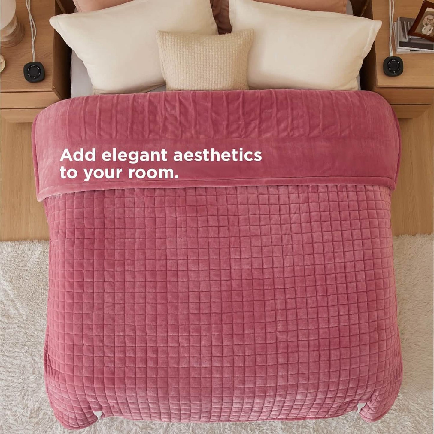 GentleSoft™ Quilted Sherpa Fleece Heated Blanket Grid
