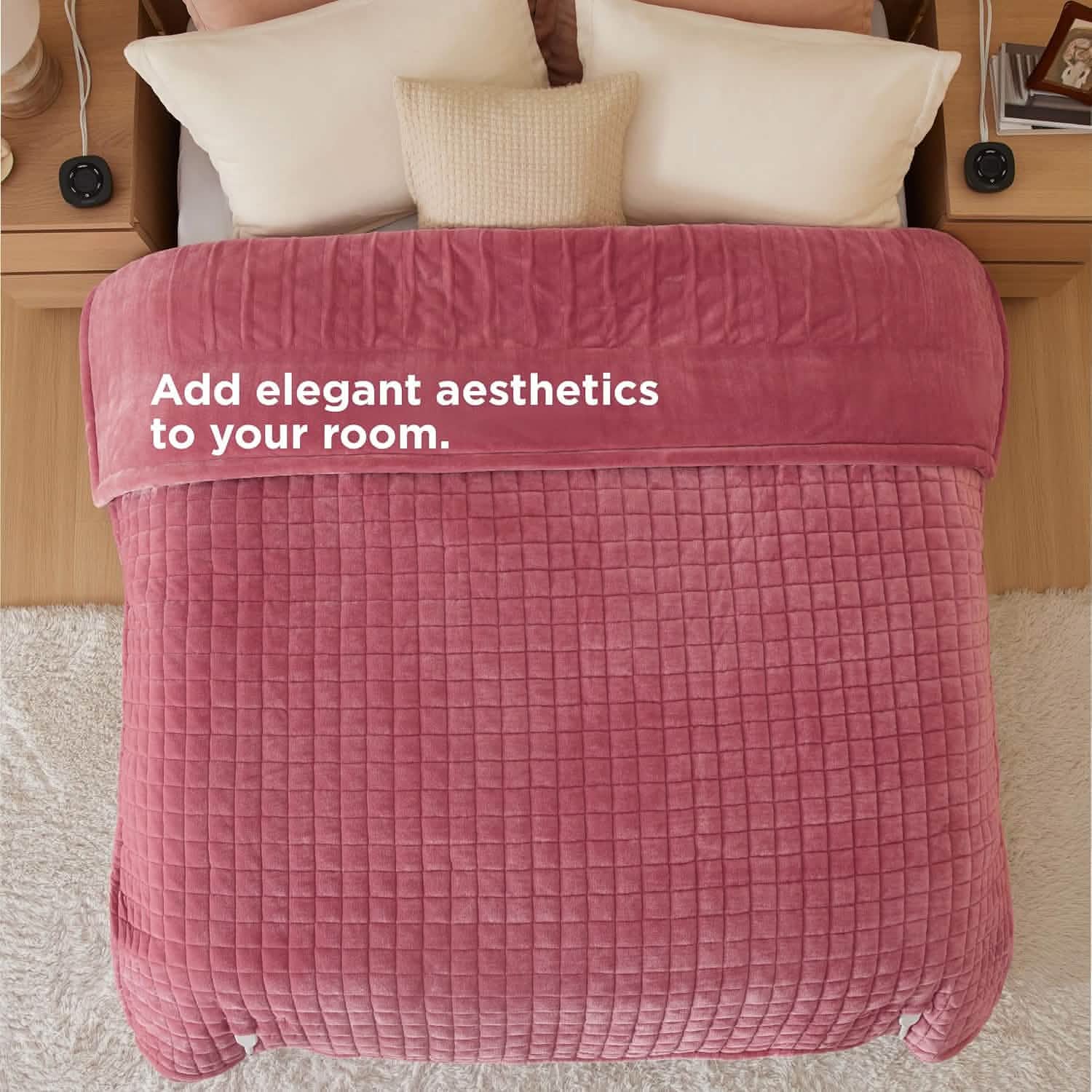 GentleSoft™ Quilted Sherpa Fleece Heated Blanket Grid